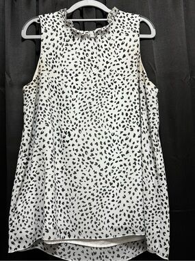 Unlisted Black & White Sleeveless Ruffle Neck Blouse